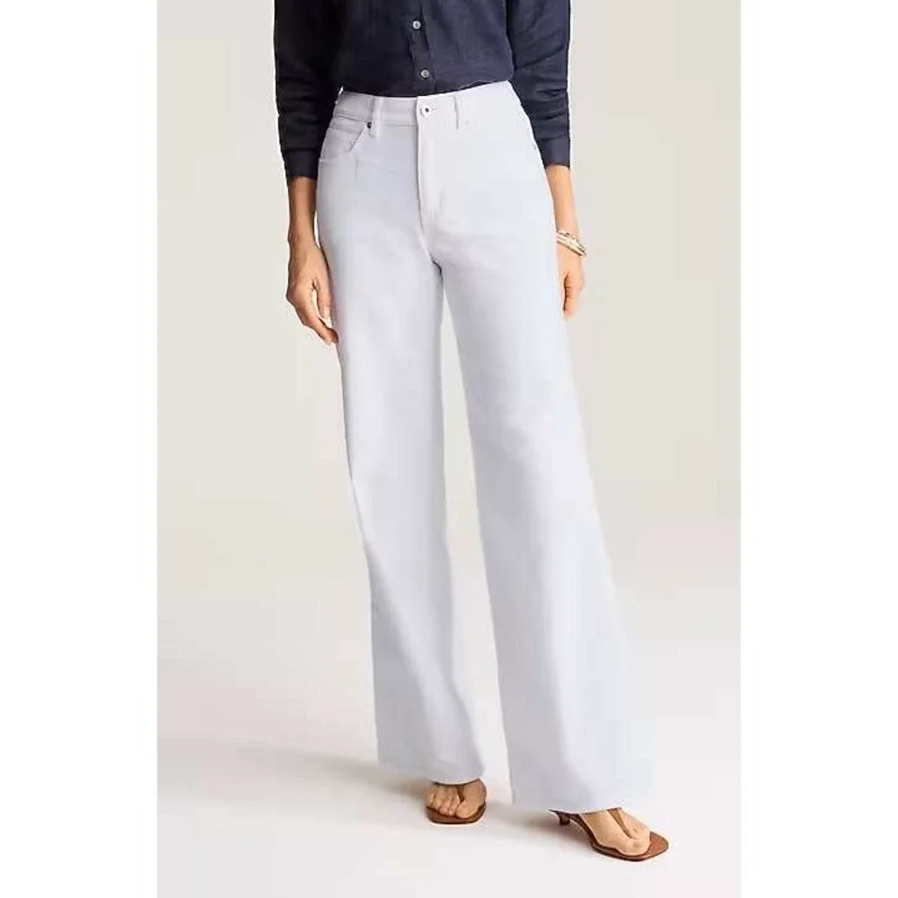 J.Jill White High-Rise Wide-Leg Denim Pants Cotton Tencel Size 24 Regular NEW